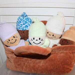 Creative Minds “basket of babies” plush multicultural 5 soft doll set baby’s